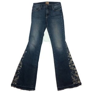 DRIFTWOOD Jeans Farrah Embroidered Floral Flare Women's 27 x 34